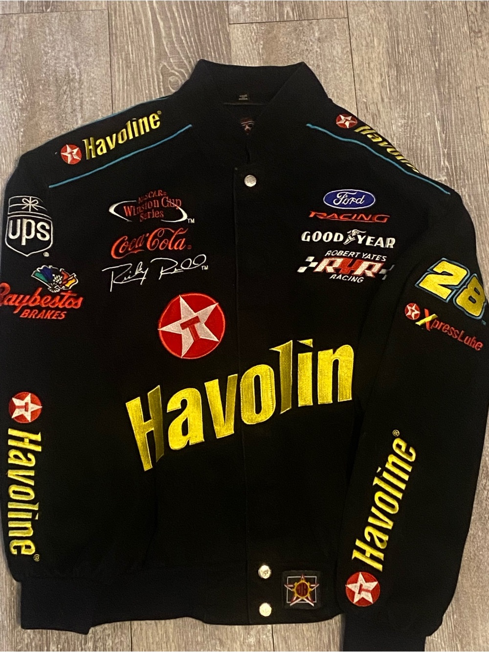 Jeff Hamilton Havoline Racing Jacket in Black and Yellow Y2K era.